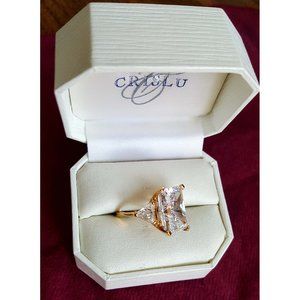 CZ Engagement ring - 14K gold over 925 Sterling Silver